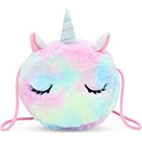VAMY kids Bolso Unicornio de felpa para niñas y bebés. Tamaño de bolso: 17 x 17 x 4 cm.